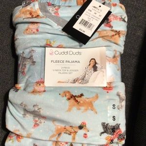 Womens 2 piece Cuddl Duds pajama set, NWT, size small, blue with dog print